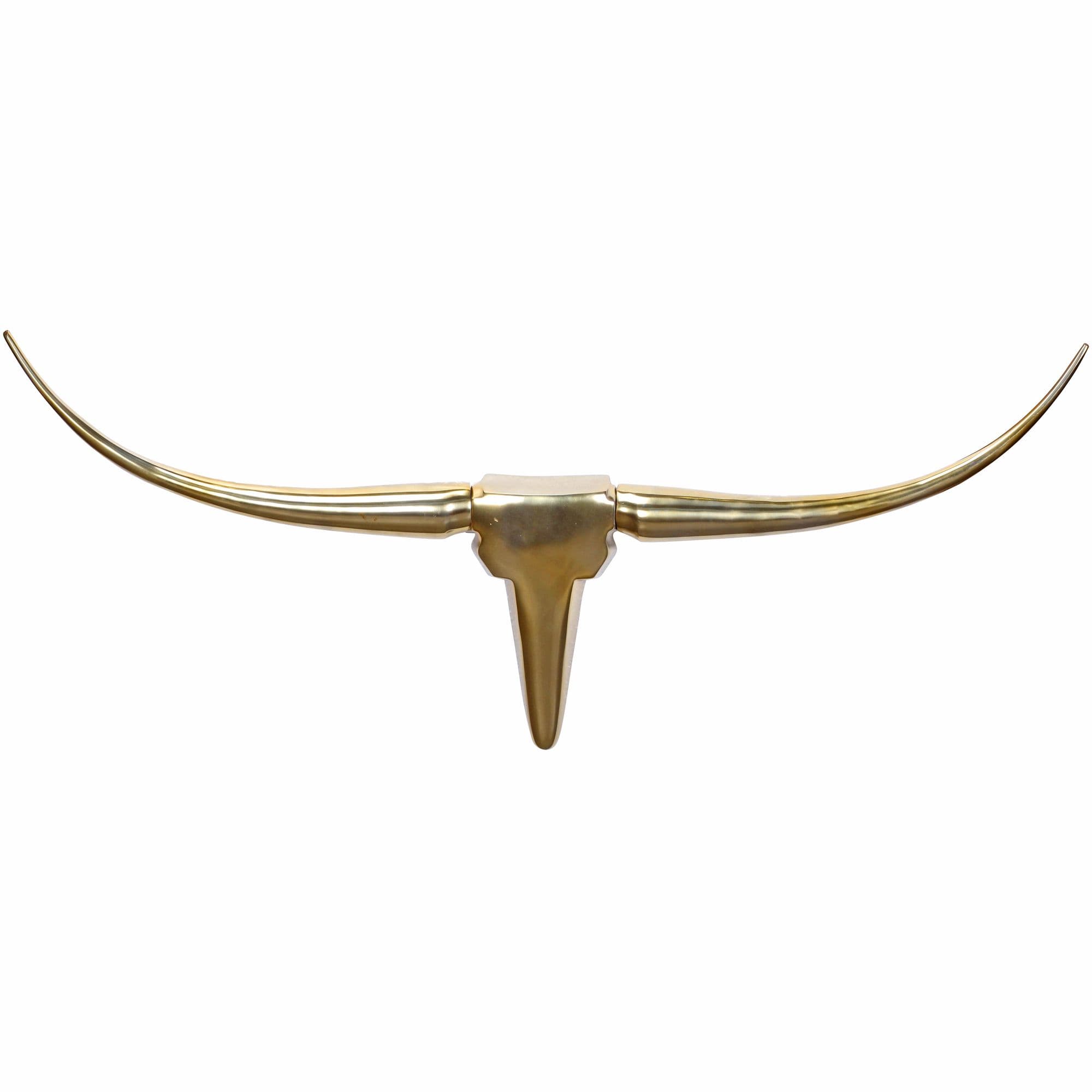 FineBuy Deko Geweih Bull M FB37859 Gold 100 cm Aluminium Design Hörner, Wanddekoration Stierkopf Horn Modern, Wandskulptur Geweih-Jagdtrophäe Metall, Longhorn Wandschmuck Groß