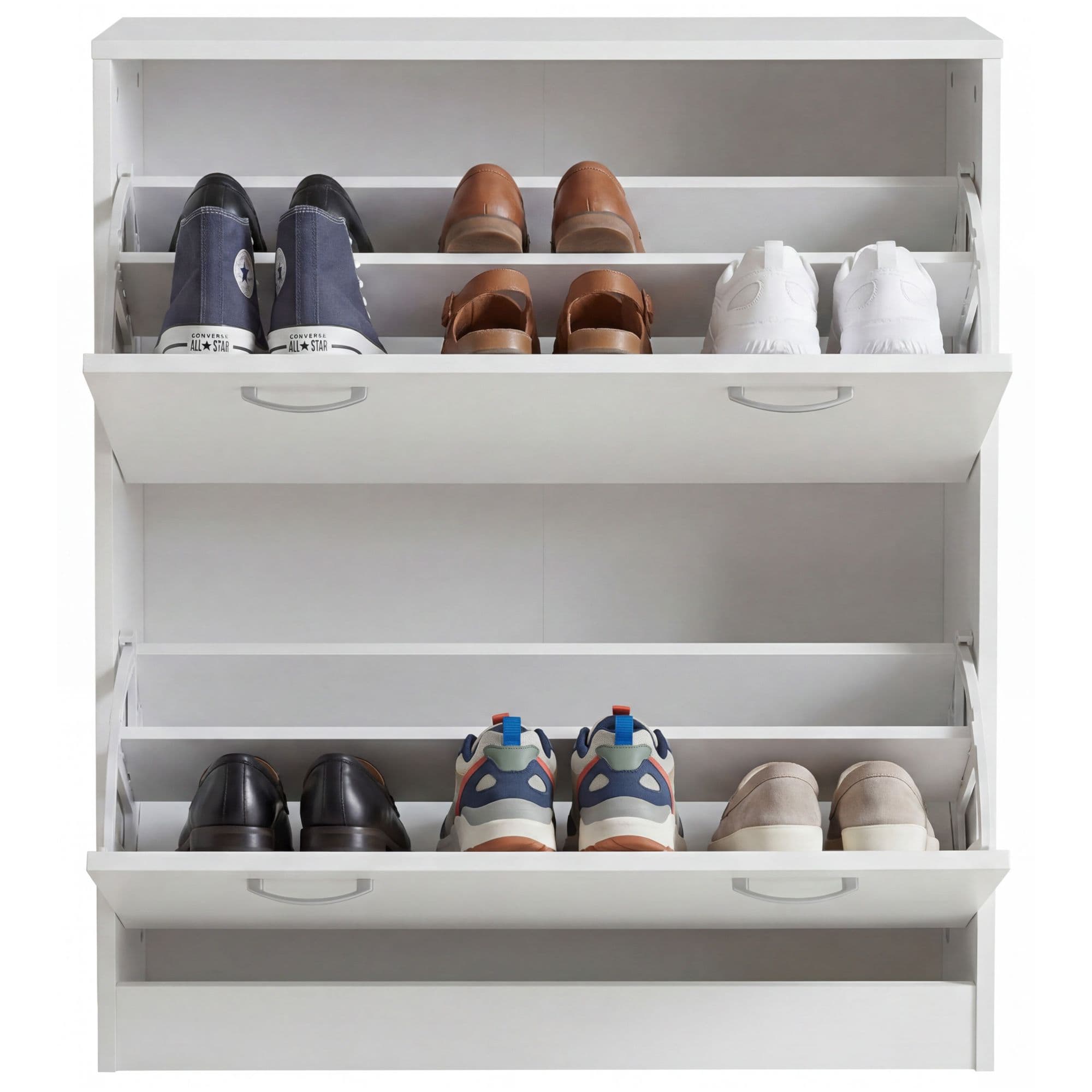 FineBuy Schuhkipper KIEL 75 x 87 x 24 cm Farbe mit 2 Klappen 20 Paar Schuhe, Moderner Schuhschrank aus MDF, Schuhregal schmal Kommode für Flur
