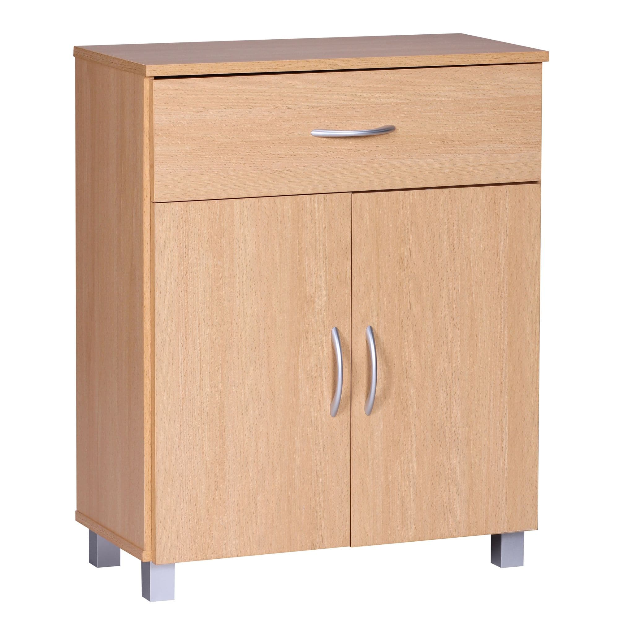 FineBuy Sideboard 60x75x30cm Kommode mit Schublade und Türen, Kleine Moderne Anrichte, Design Holz Schrank, Allzweckschrank mit Griffen, Kleiner Flurschrank Schmal