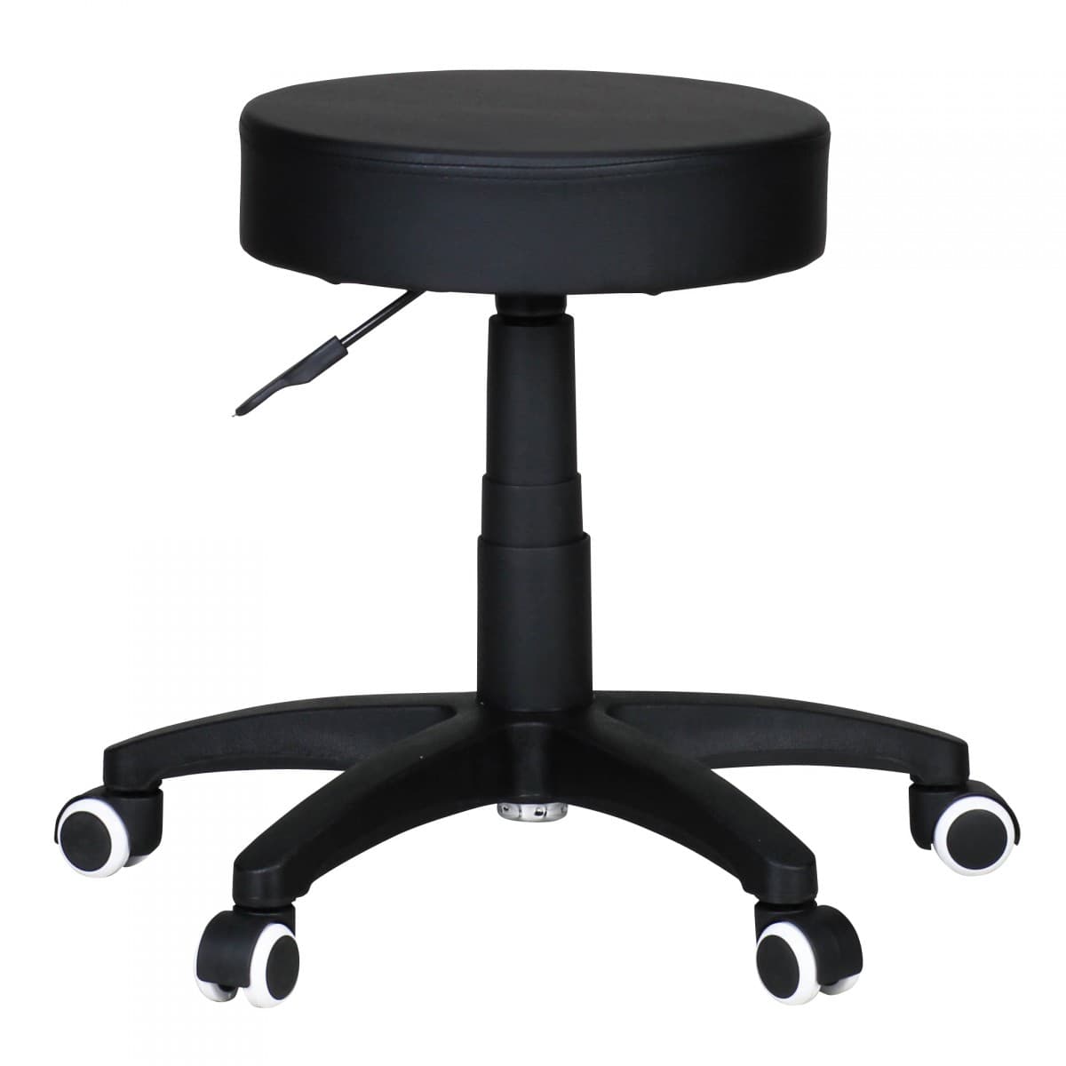 FineBuy Hocker Design Arbeitshocker verstellbar Bezug Kunstleder Schwarz Sitzhocker Rollen Rollhocker gepolstert ohne Lehne Praxishocker auf Rollen Arzthocker Hartbodenrollen höhenverstellbar