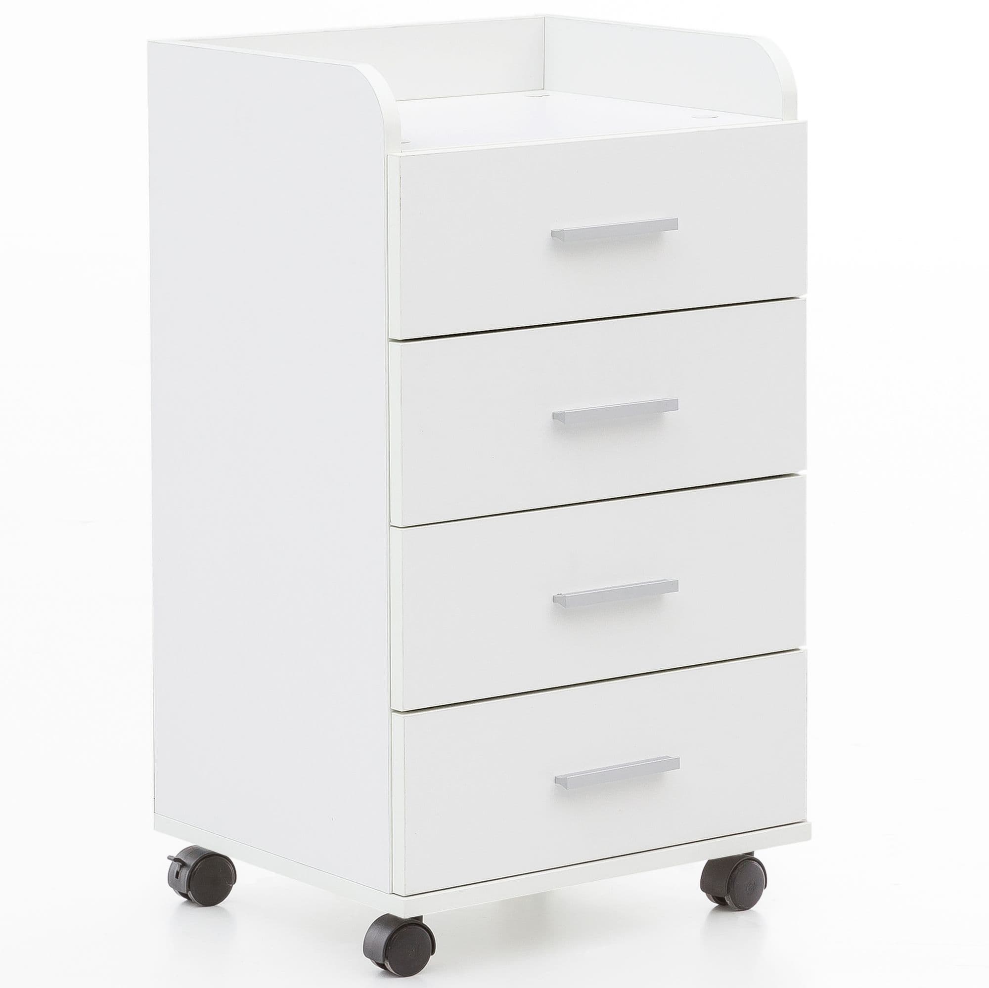 FineBuy Rollcontainer 40 x 70,5 x 33 cm, Schreibtisch-Container Rollschrank 4 Schubladen, Moderner Schubladencontainer mit Rollen, Standcontainer Bürocontainer Beistellcontainer