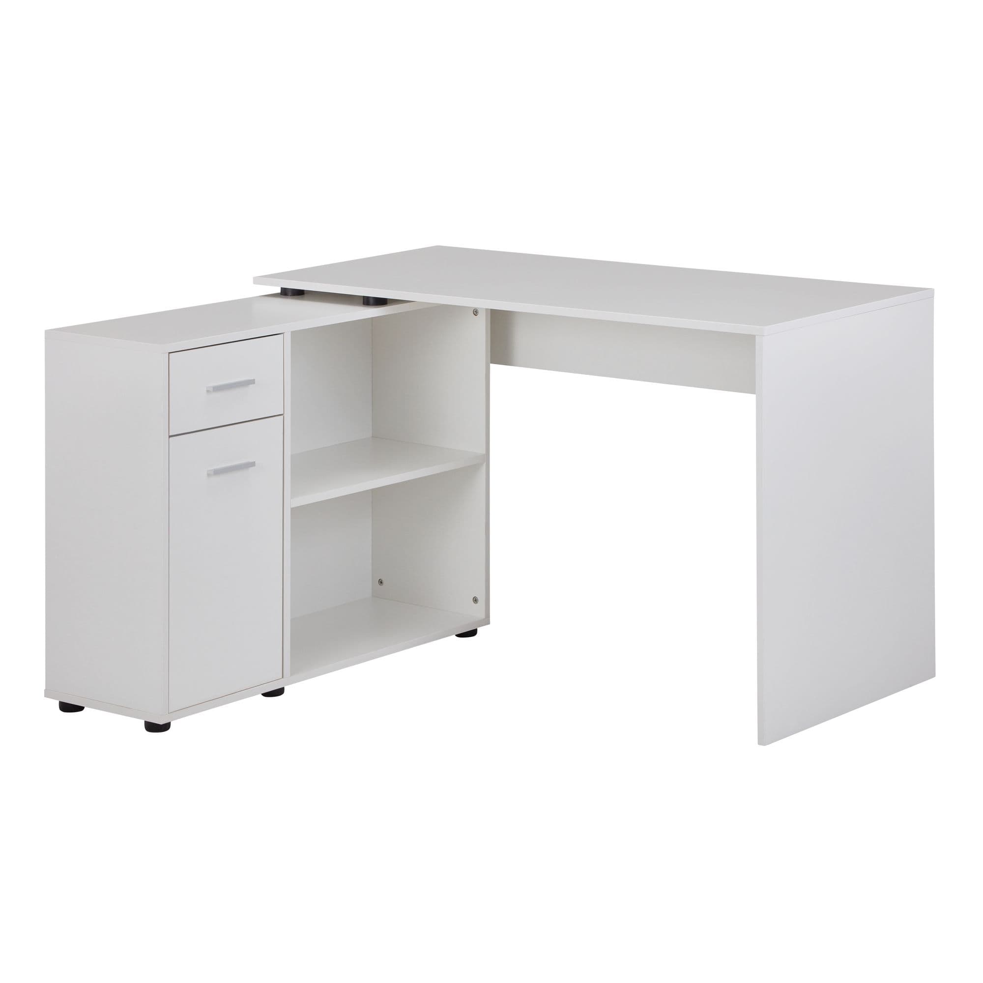 FineBuy Design Eckschreibtisch mit Regal 120 x 75,5 x 106,5 cm, Moderner Büro-Schreibtisch, Computer-Tisch Arbeitszimmer, Winkelschreibtisch Home Office