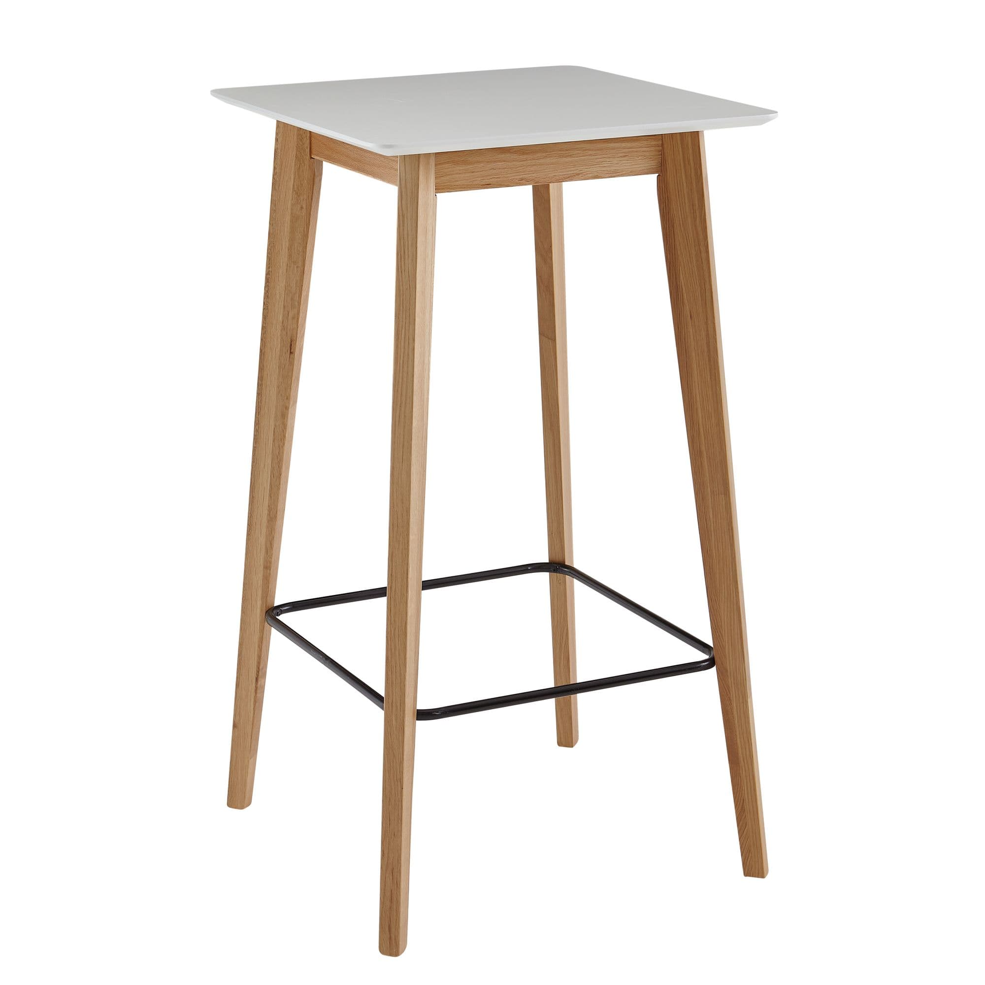 FineBuy Stehtisch 60x110x60 cm Weiß, Bartisch für 4 Personen, Moderner Tisch für Bar, Design Partytisch Holz, Hochtisch Eiche Skandinavisch