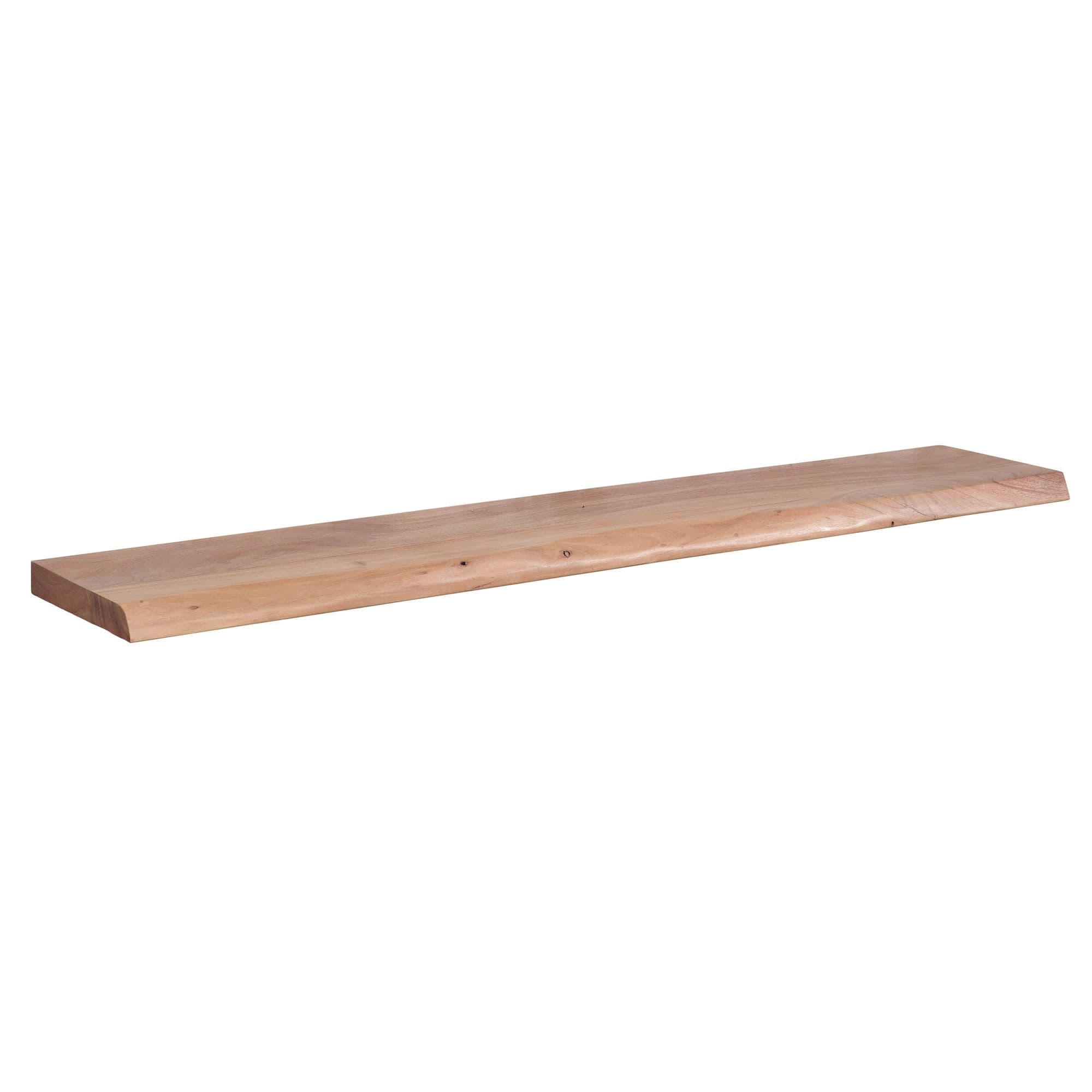FineBuy Wandregal mit Baumkante Akazie Massivholz, Design Schweberegal Wandboard Massiv, Regal Holz Natur, Landhausstil Hängeregal
